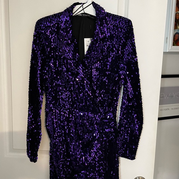 IRAZ SILVER SEQUIN DRESS - PURPLE